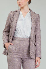 Lace Long-Sleeve Single-Breasted Blazer