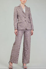 Lace Long-Sleeve Single-Breasted Blazer