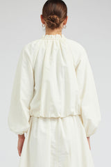 Cream Balloon Sleeve Zip-Up Jacket