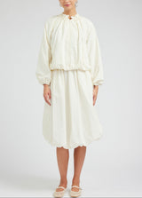 Cream Balloon Sleeve Zip-Up Jacket
