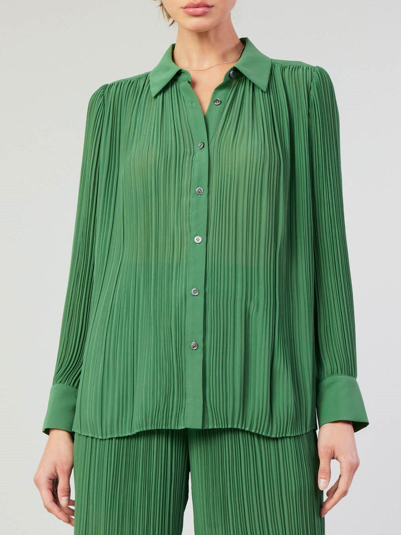 Pleated Button Down Shirt