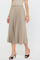 Pleated Rhinestone Midi Skirt