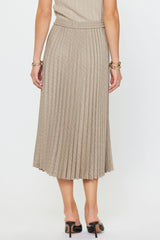 Pleated Rhinestone Midi Skirt