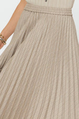 Pleated Rhinestone Midi Skirt