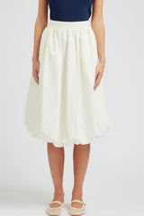 Cream Balloon Midi Skirt