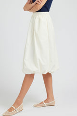Cream Balloon Midi Skirt