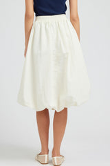 Cream Balloon Midi Skirt
