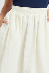 Cream Balloon Midi Skirt