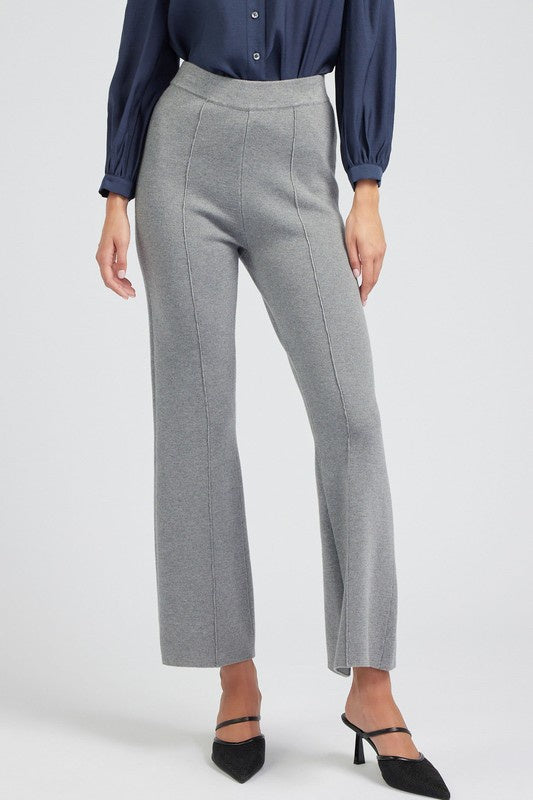 High-Waist Straight Leg Sweater Pants in Heather Grey