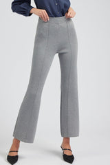 High-Waist Straight Leg Sweater Pants in Heather Grey