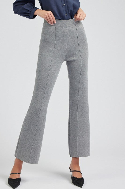 High-Waist Straight Leg Sweater Pants in Heather Grey