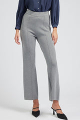 High-Waist Straight Leg Sweater Pants in Heather Grey