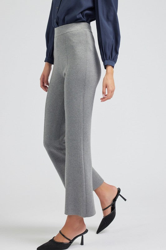 High-Waist Straight Leg Sweater Pants in Heather Grey