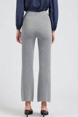 High-Waist Straight Leg Sweater Pants in Heather Grey
