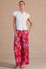 Floral Print Wide-Leg Pants