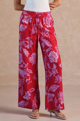 Floral Print Wide-Leg Pants