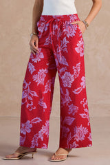 Floral Print Wide-Leg Pants