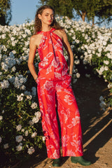 Floral Print Wide-Leg Pants