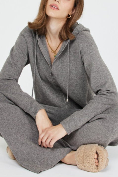 Chic Zip-Up Knit Hoodie (2 Color Ways)