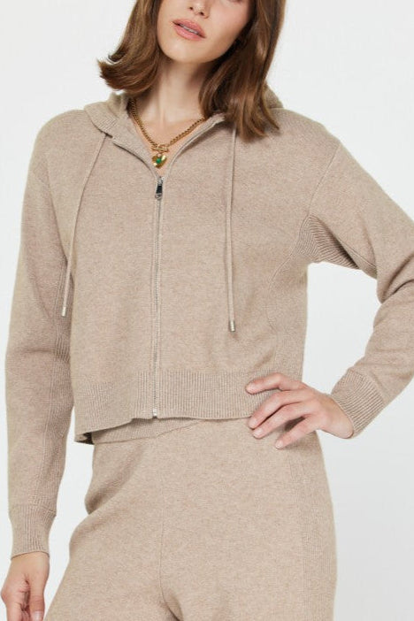 Chic Zip-Up Knit Hoodie (2 Color Ways)
