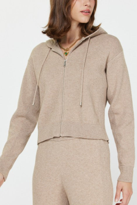 Chic Zip-Up Knit Hoodie (2 Color Ways)