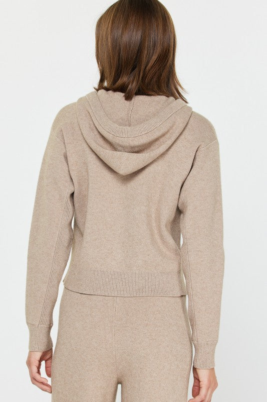 Chic Zip-Up Knit Hoodie (2 Color Ways)