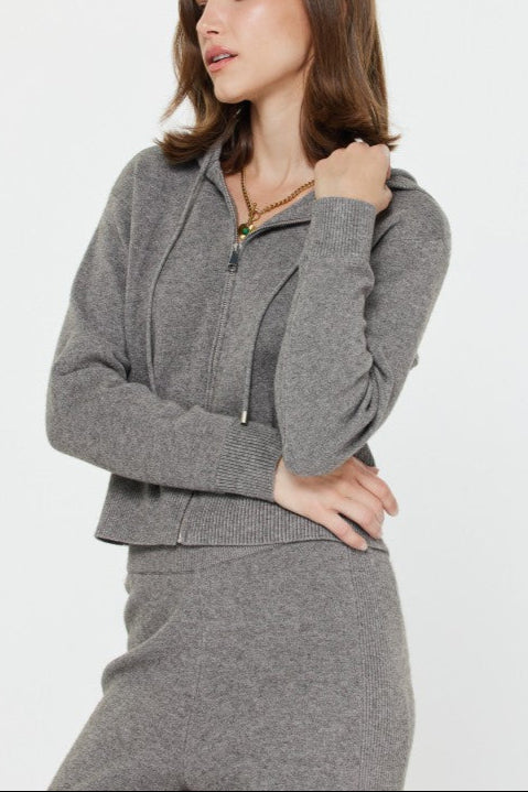 Chic Zip-Up Knit Hoodie (2 Color Ways)