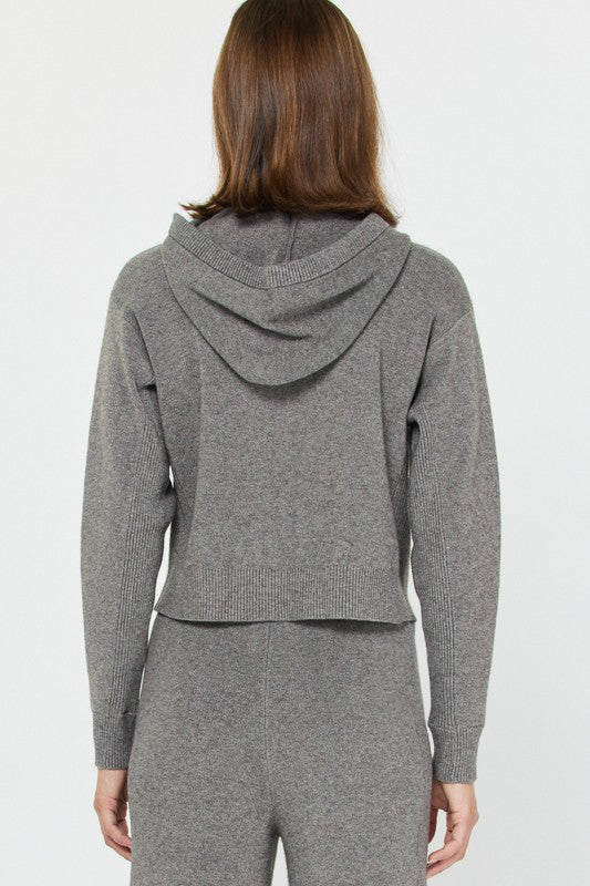 Chic Zip-Up Knit Hoodie (2 Color Ways)