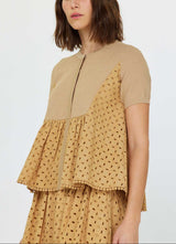 Butterscotch Eyelet Peplum Top