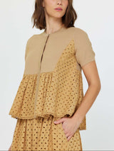 Butterscotch Eyelet Peplum Top