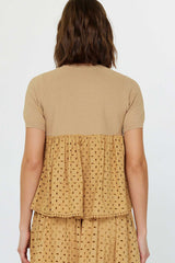 Butterscotch Eyelet Peplum Top