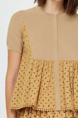 Butterscotch Eyelet Peplum Top