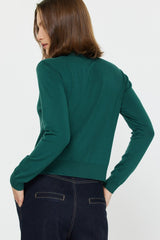 Elegant Emerald Ruffled Cardigan