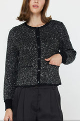 Sequin Textured Sweater Cardigan