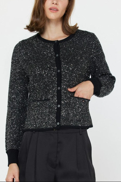 Sequin Textured Sweater Cardigan