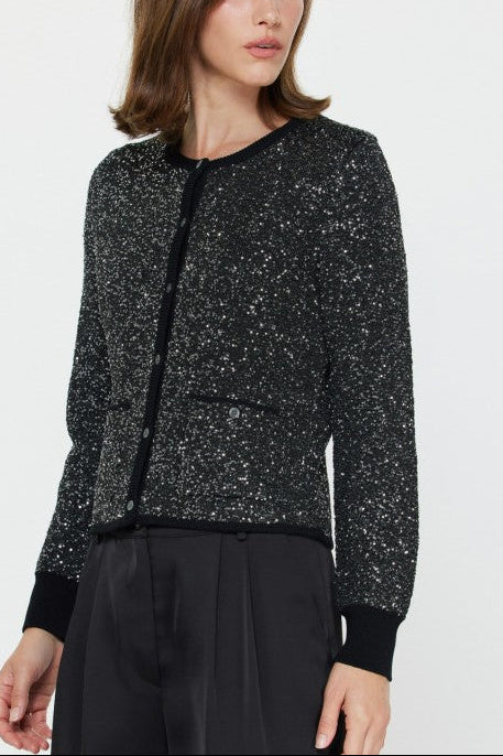 Sequin Textured Sweater Cardigan