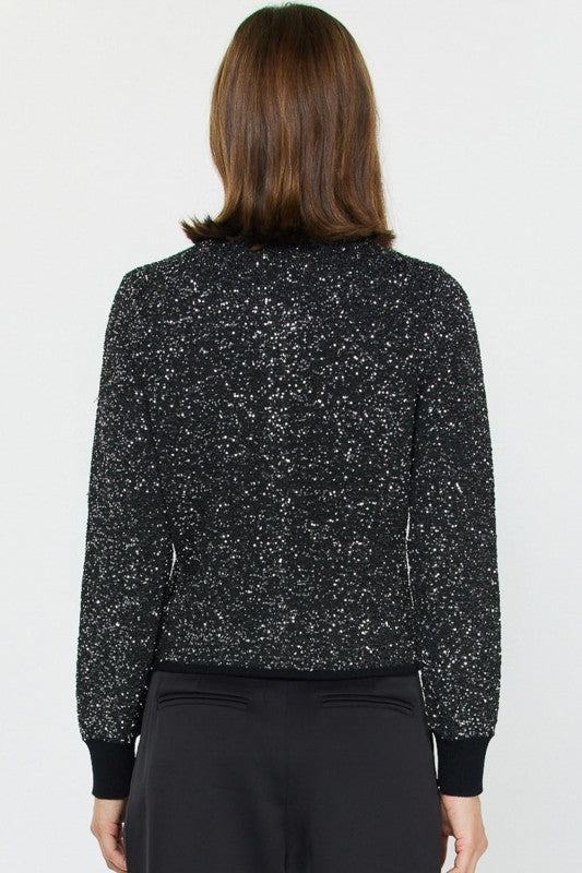 Sequin Textured Sweater Cardigan