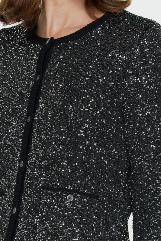 Sequin Textured Sweater Cardigan