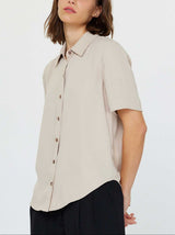 Light Taupe Short Sleeve Button-Down Shirt
