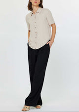 Light Taupe Short Sleeve Button-Down Shirt