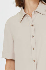 Light Taupe Short Sleeve Button-Down Shirt