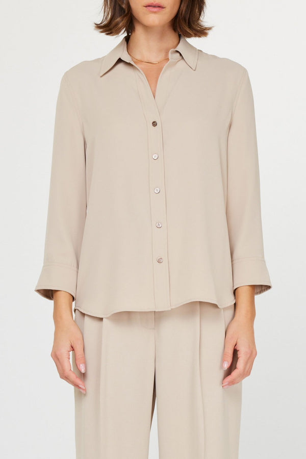 3/4 Sleeve Button-Down Shirt