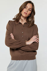 Camille Chocolate Polo Sweater