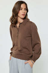 Camille Chocolate Polo Sweater