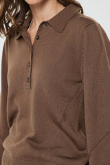 Camille Chocolate Polo Sweater