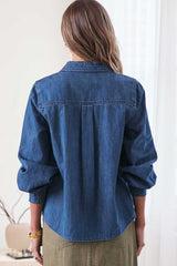 Cotton Classic Collar Denim Blouse