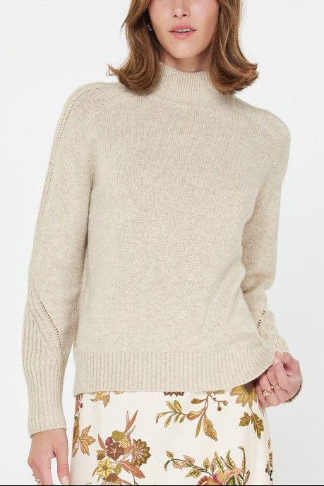 Mock Neck Rib Detail Sweater (2 Color Ways)