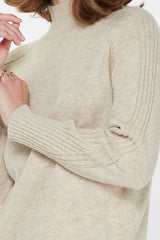 Mock Neck Rib Detail Sweater (2 Color Ways)