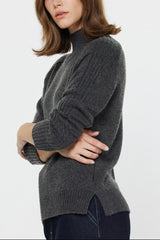 Mock Neck Rib Detail Sweater (2 Color Ways)
