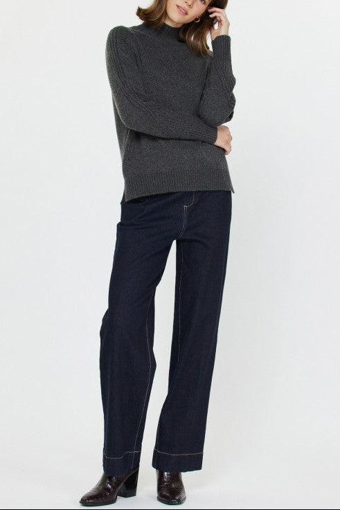Mock Neck Rib Detail Sweater (2 Color Ways)